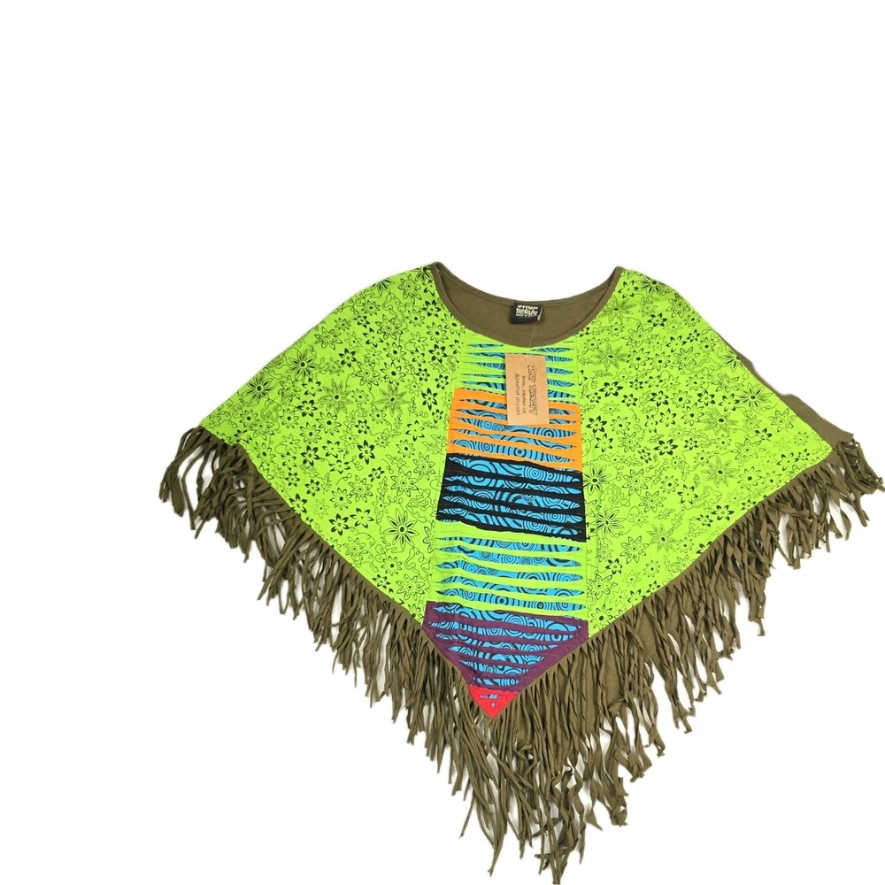 Shop Therapy Women's One Size Poncho Boho Hippie Green Brown New‎